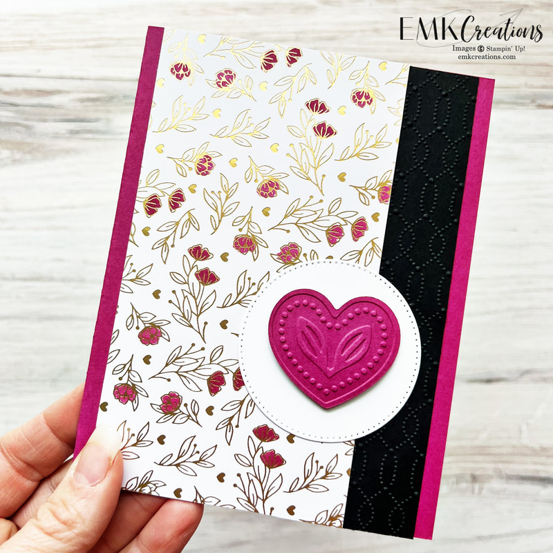 berry, black and gold valentine card by EMK Creations