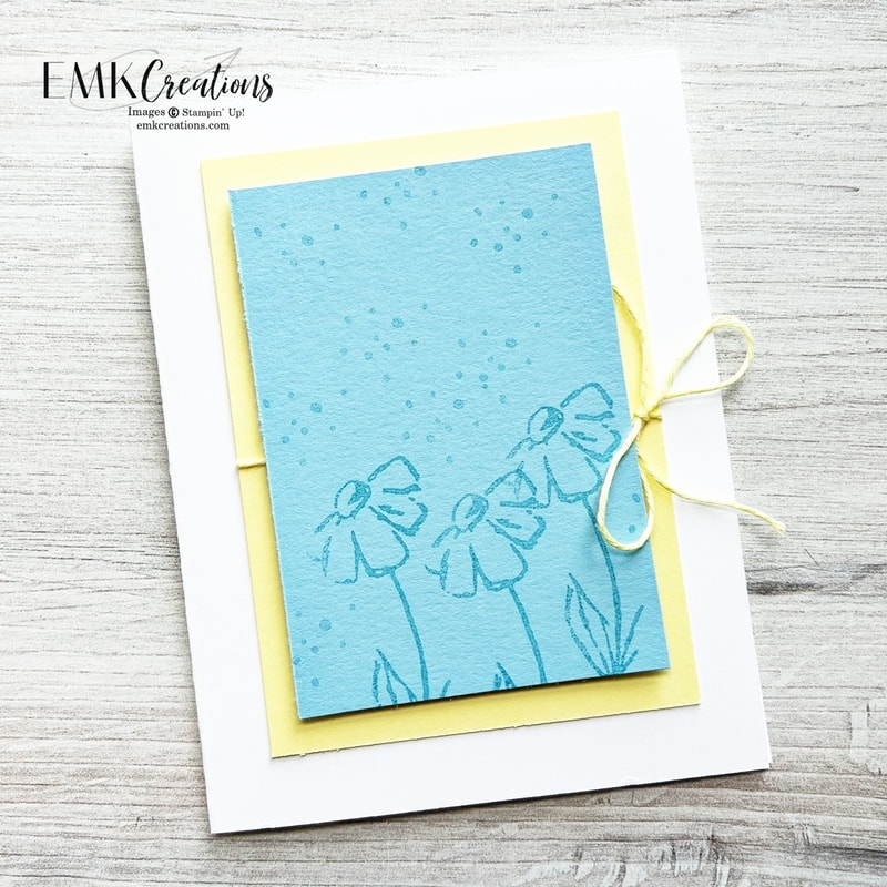 flowers on blue background outlined in yellow card by EMK Creations